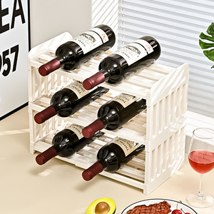 Plastic Four Floors Wine Rack Storage Organizer for Countertops Kitchen Water Bottle Organization