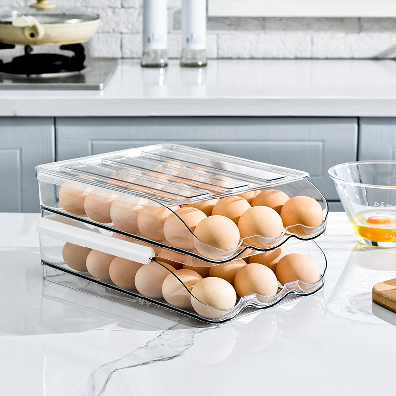 Egg Holder For Refrigerator Egg Fresh Storage Box for Fridge Clear Plastic Storage Container Tray