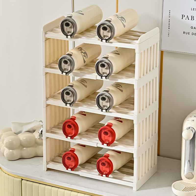 Plastic Four Floors Wine Rack Storage Organizer for Countertops Kitchen Water Bottle Organization