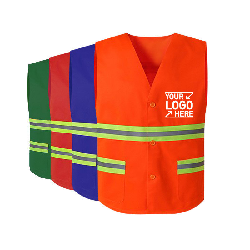 Wholesale/Customized Logo High Visibility Polyester Mesh Safety Reflective Vest with Pockets and Zipper Reflective Jacket