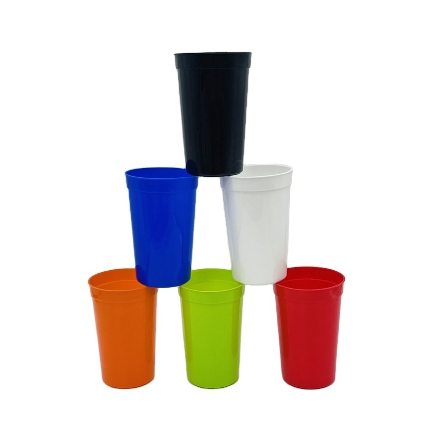 Customized Logo Food Grade 12oz/16oz/20oz Stadium Cups, PP Plastic Coffee Mugs,Promotion Printing Plastic Mugs