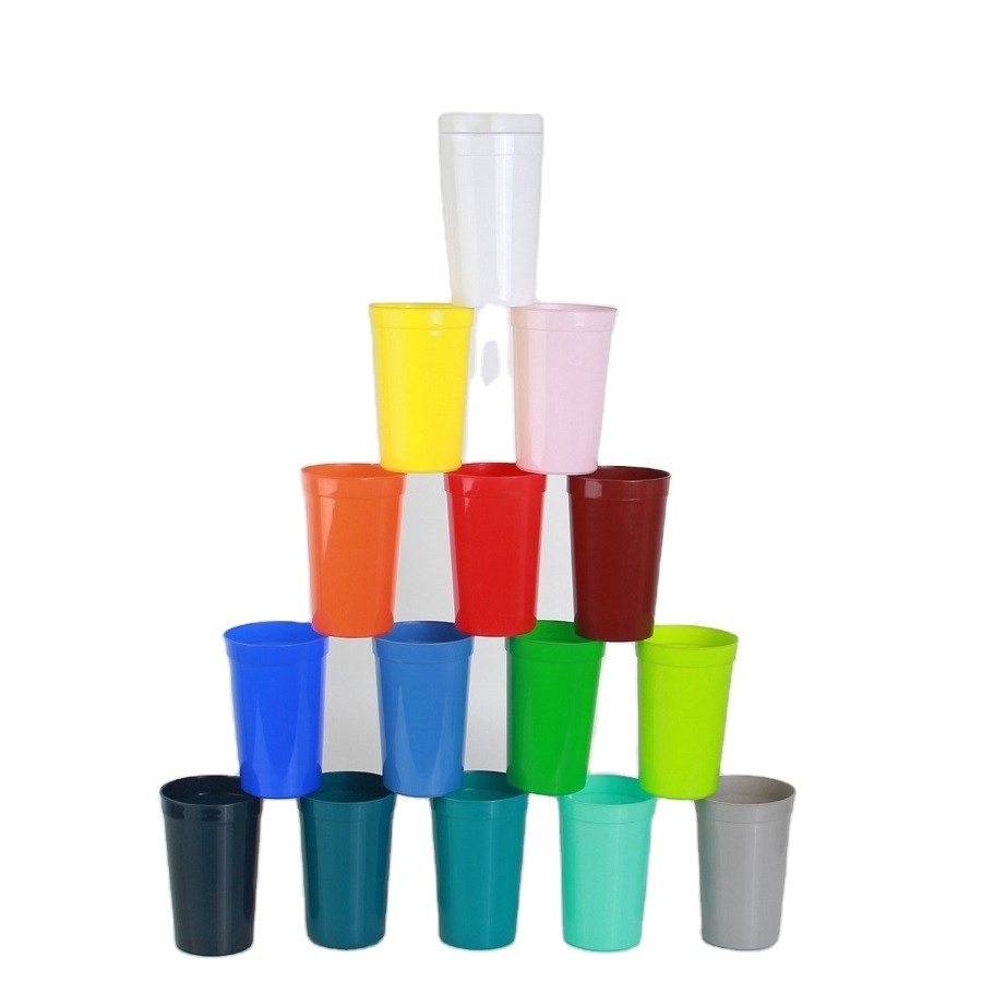 Customized Logo Food Grade 12oz/16oz/20oz Stadium Cups, PP Plastic Coffee Mugs,Promotion Printing Plastic Mugs