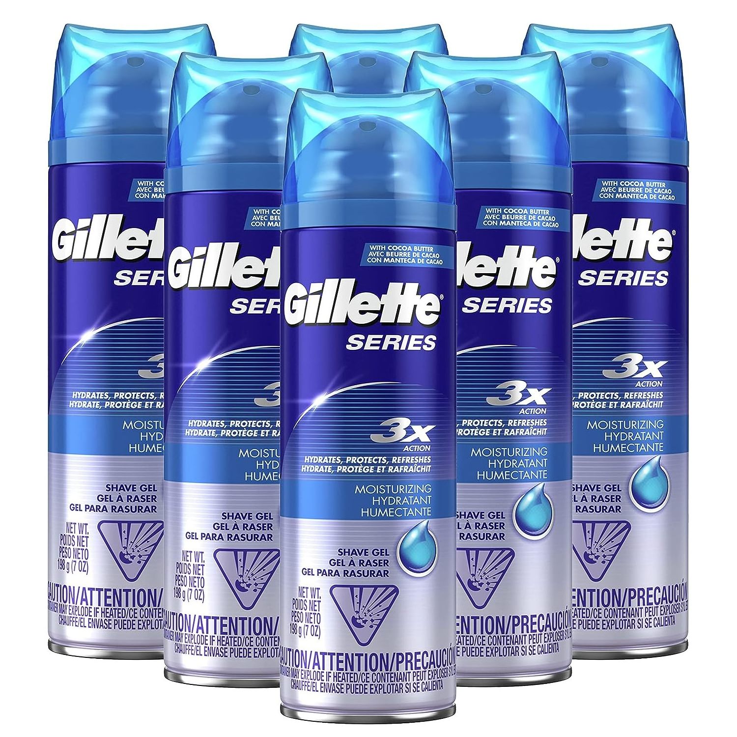 Wholesale Gillette Series 3X Sensitive Shave Gel, Hydrates, Protects and Soothes Sensitive Skin, 7 Ounce (Pack of 6)