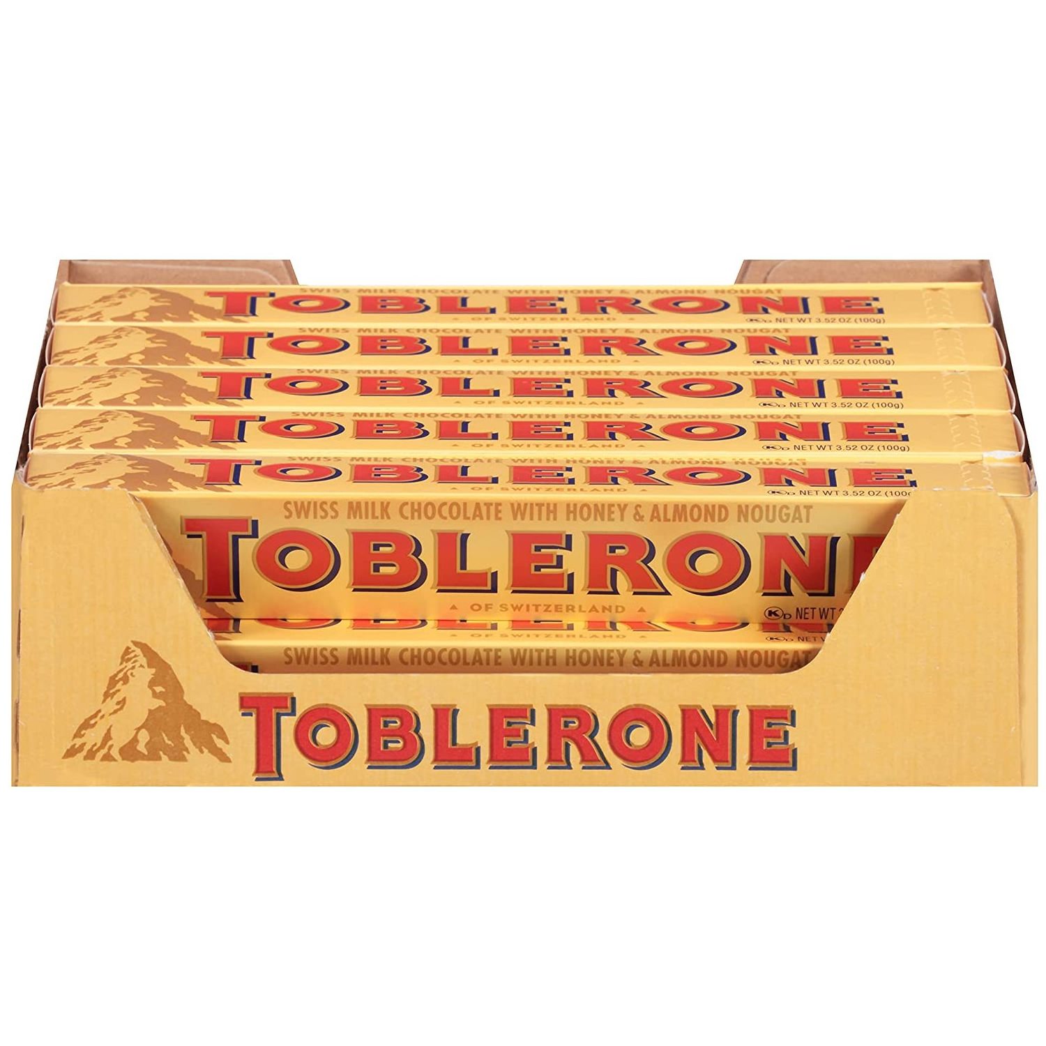 Toblerone Tiny Swiss Chocolate Candy Bars with Honey & Almond Nougat, Dark Chocolate, Milk Chocolate, 125 Ct