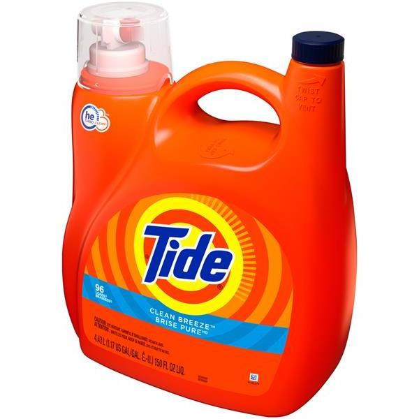 Tide Simply + Oxi Liquid Laundry Detergent, Refreshing Breeze, 96 loads, 150 fl oz