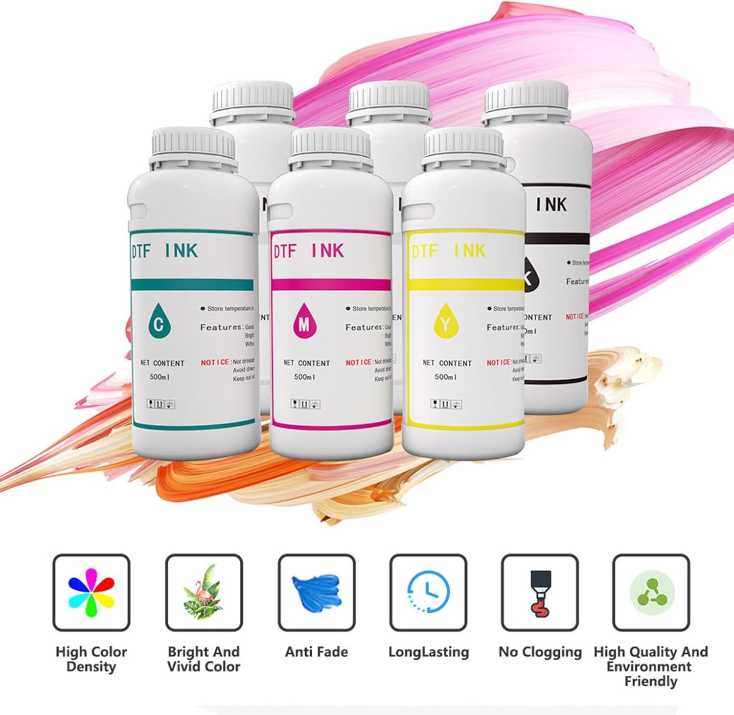 Factory sales Hot melt powder dtf film premium tinta dtf white ink 1000ml dtf ink for Epson XP600 4720 L1800 L805 I3200Printer