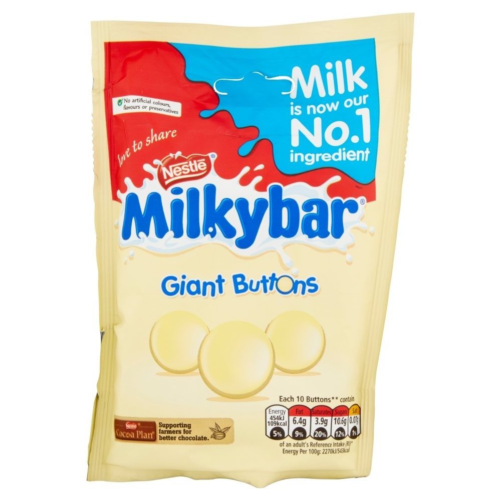 Original Nestle Milkybar Large Giant White Chocolate Buttons Bag Pouch