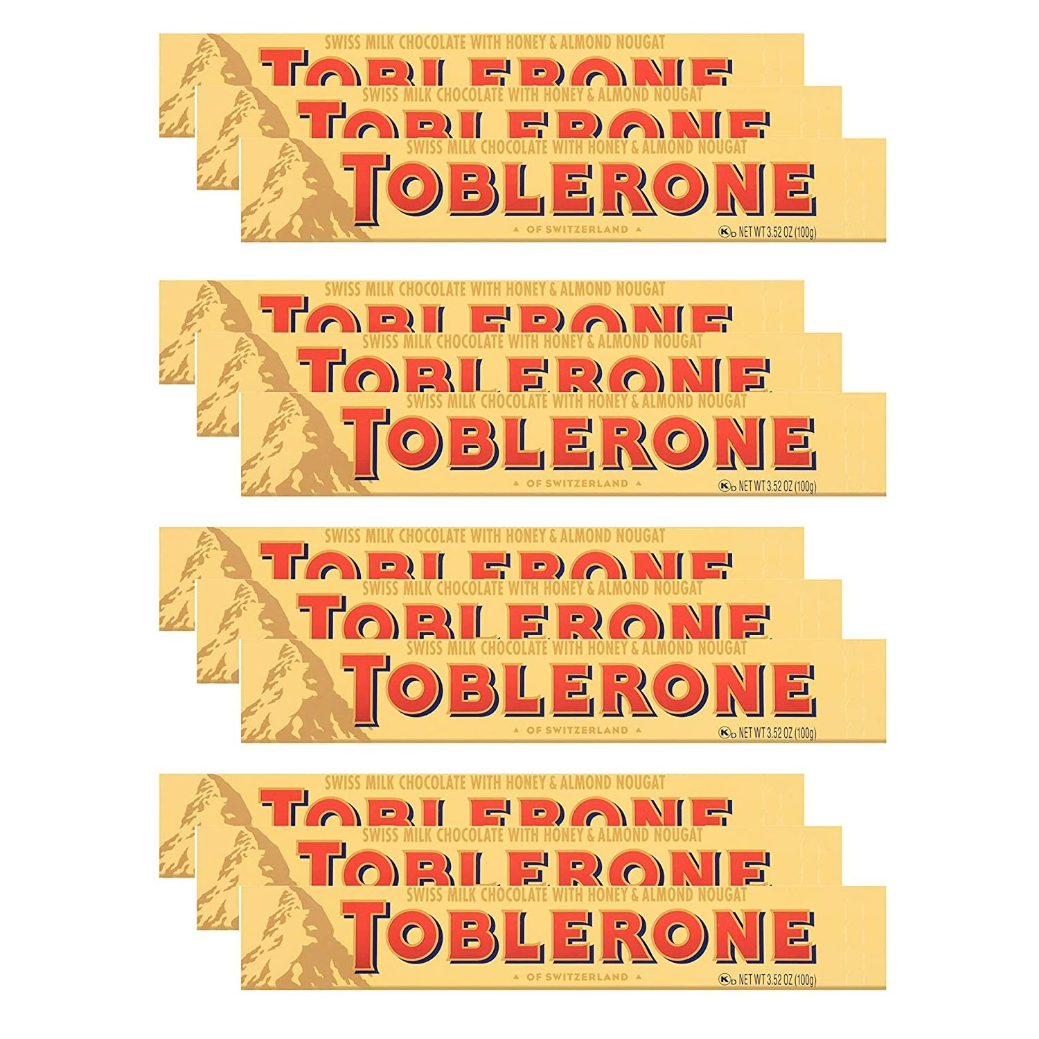 Toblerone Tiny Swiss Chocolate Candy Bars with Honey & Almond Nougat, Dark Chocolate, Milk Chocolate, 125 Ct