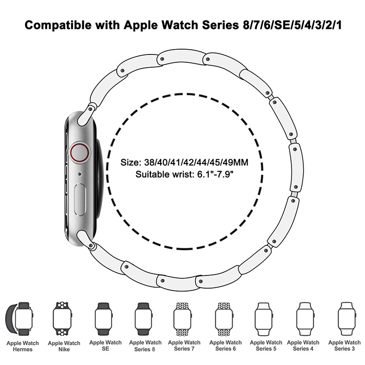 Kakaskin New Stainless Steel Watch Bracelets for Apple Watch Women Smart Apple Watch Series Band Series 7 44mm