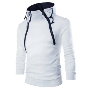 2024 Hot new fashion placket double zip solid colour cardigan hooded jacket outdoor leisure sports men's hoodie sweatshirt