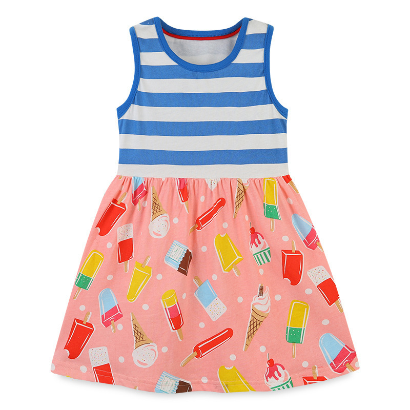 High quality and durable Cotton Clothing  Summer Print Floral dress Striped dress Tulle dress