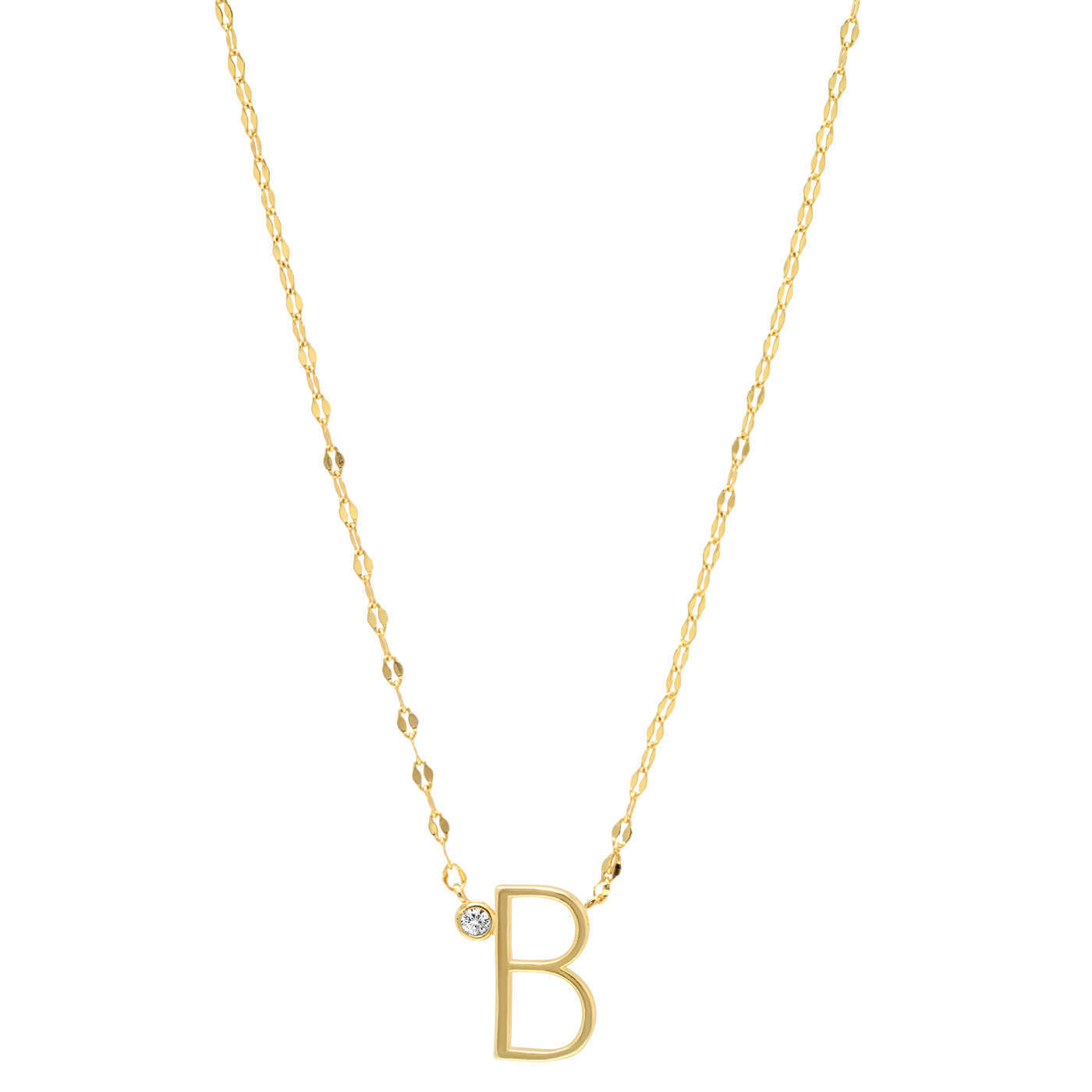 Chunky 18K Gold Plated CZ Diamond Alphabet Pendant Necklace No Fade Stainless Steel Initial Letter Necklace