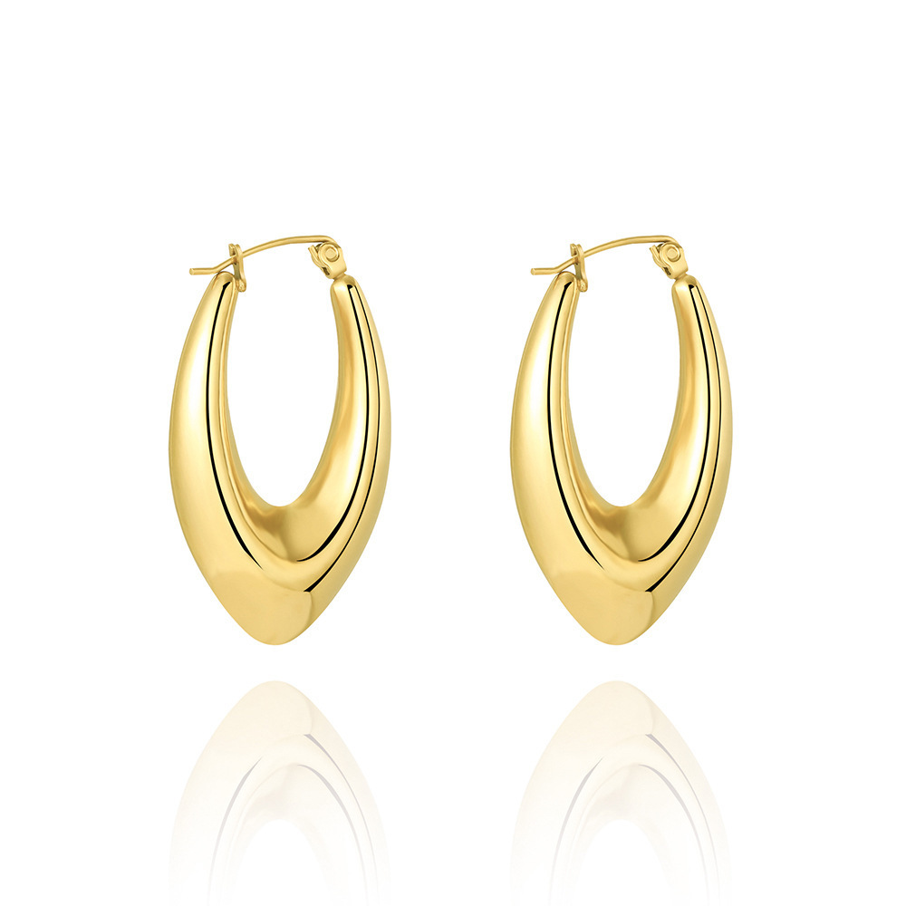 Dainty Ins 18k Gold Plated Big Hoops Chunky Twisted Shaped Earrings Women Stainless Steel Hoop Vintage Earrings Jewelry