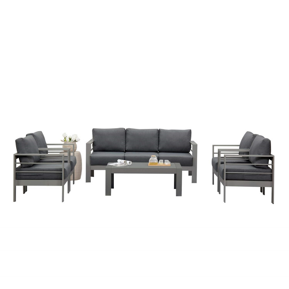 Aluminum Modular Sectional Grey Small Sofa Couch Set With Sofa Table Furniture 6