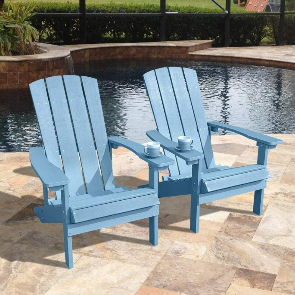 Blue Pool Garden Outdoor Lounger Patio Lounge Chairs Adirondack Chairs Set Of 2