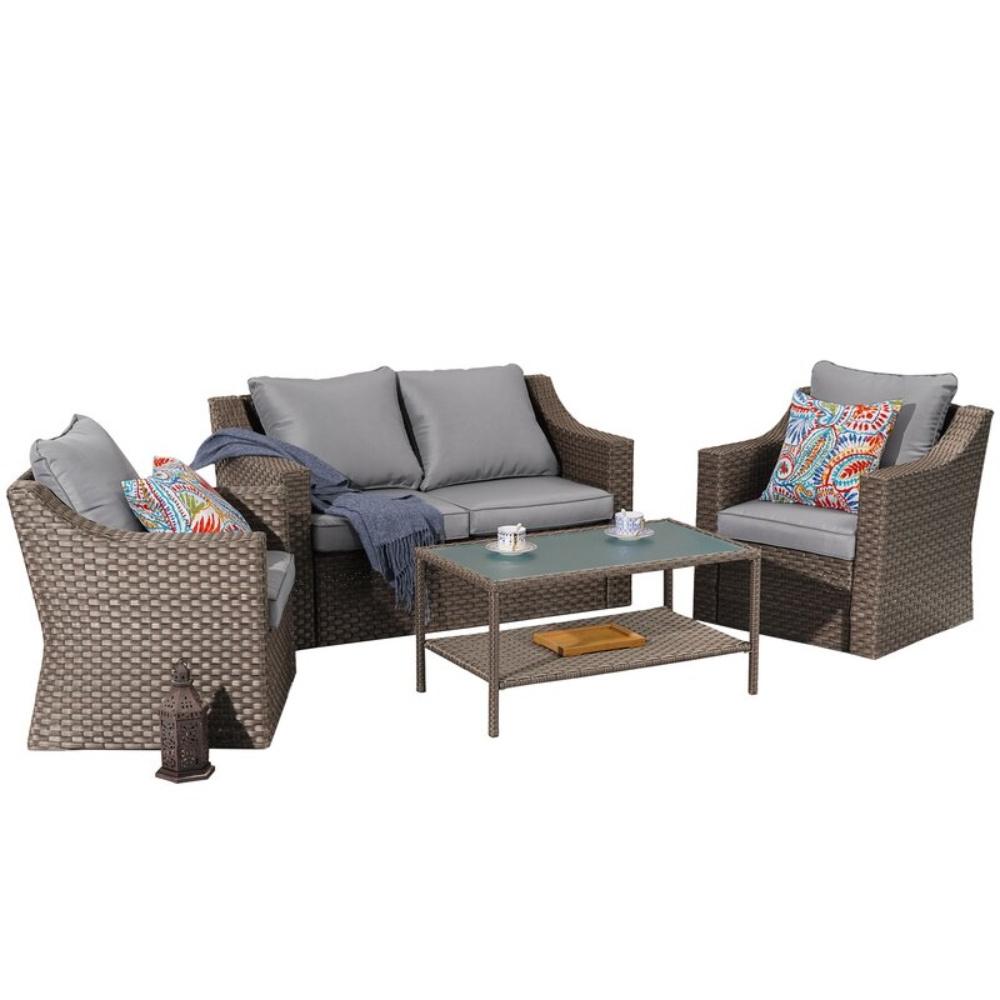 Modular Bedroom Sofa Furniture Set Outdoor Brown Rattan Oversized Sectional Sofa For Living Room