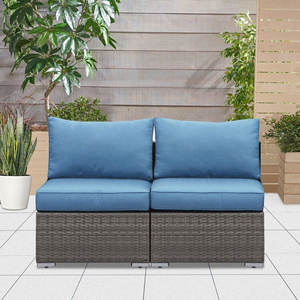 Wholesale Rattan Wicker Armless Twin Single Double Sectional Grey Navy Blue Sofa Of 2 Seat Couch