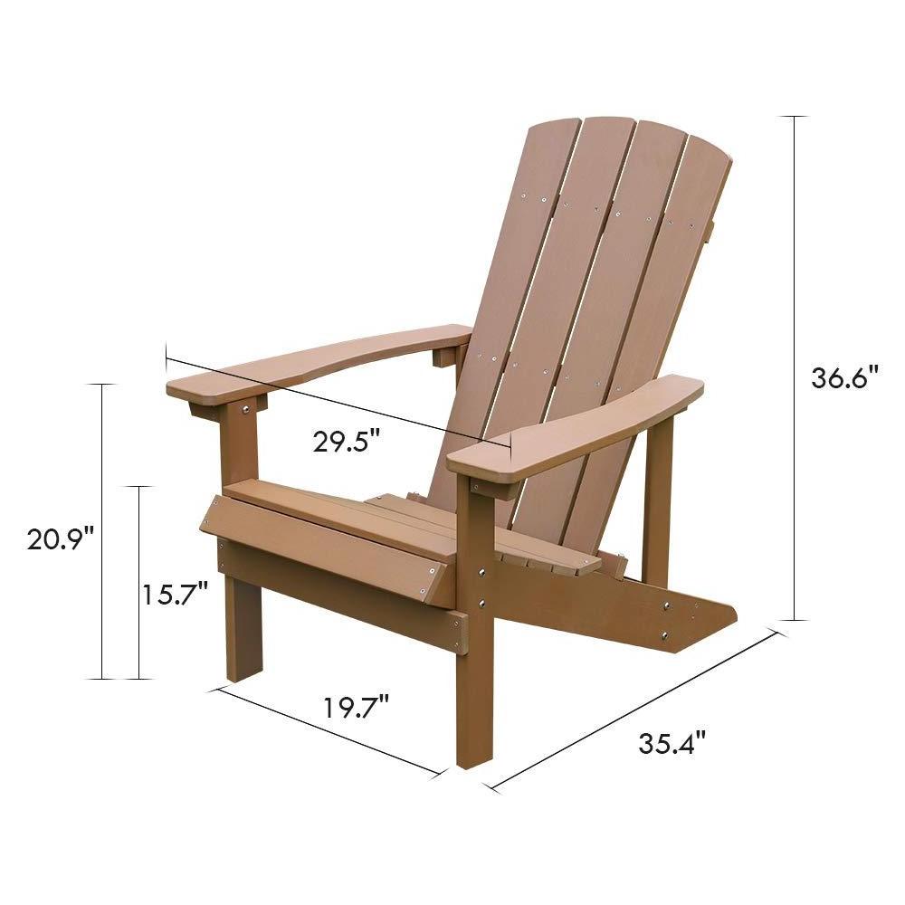 Adirondack Beach Loungers For Outside Outdoor Patio Chairs Brown Garden Recliner Chairs For Adults Set