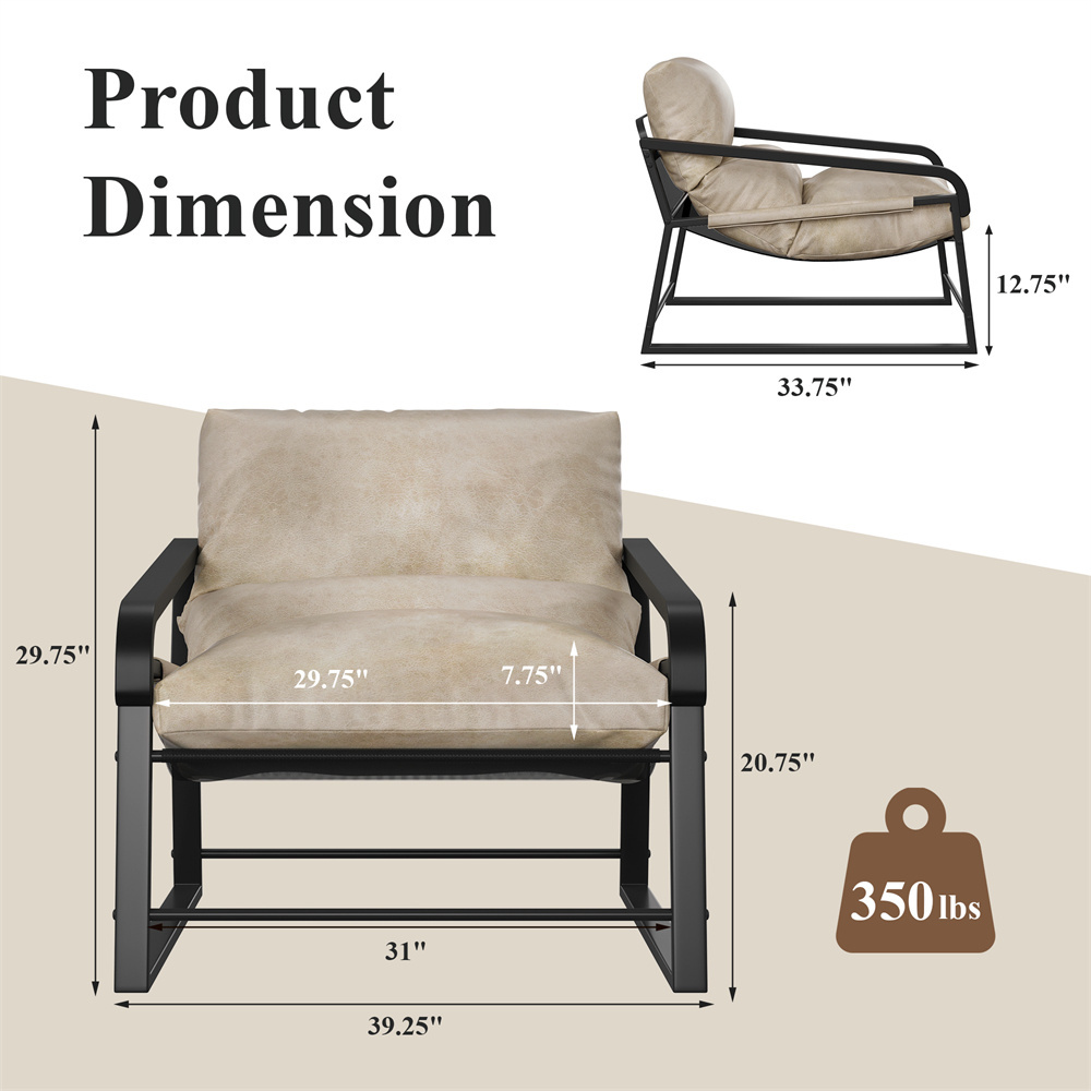 Comfortable Aluminum Wood Beige Arm Modern Chaise Lounge Chair Indoor Arm Chairs For Living Room