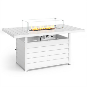 Aluminum Outdoor Best White Propane Gas Fire Pit Tables For Outside Patio Rectangular