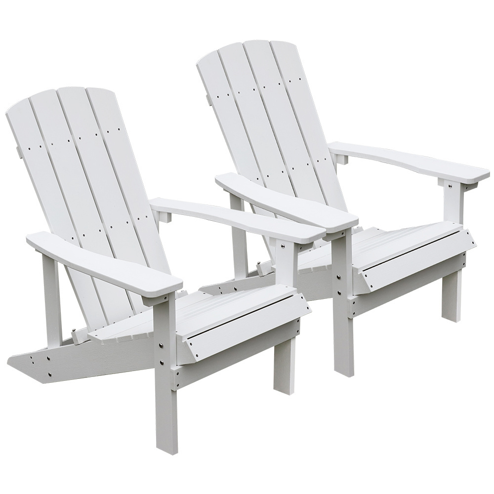 White Outdoor Loungers Set Of 2 Adirondack Patio Chair Set For Deck Outside Pool Garden