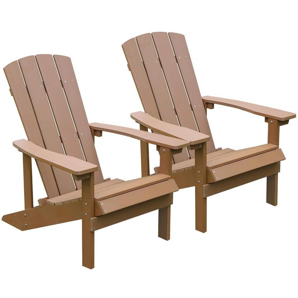 Adirondack Beach Loungers For Outside Outdoor Patio Chairs Brown Garden Recliner Chairs For Adults Set