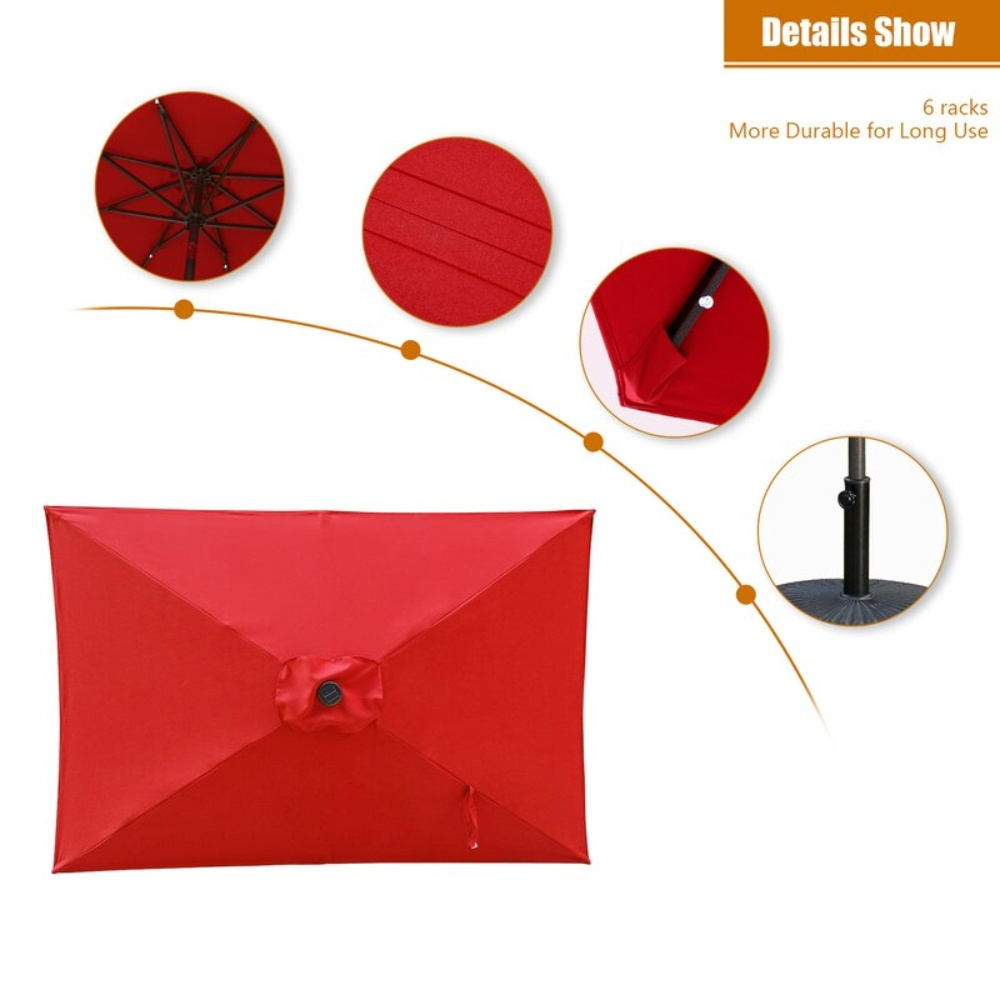 Support Dropshipping Led Red Garden Outdoor Adjustable Title 10 Ft Patio Umbrella With Solar Lights