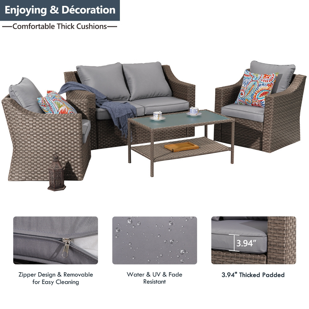 Modular Bedroom Sofa Furniture Set Outdoor Brown Rattan Oversized Sectional Sofa For Living Room