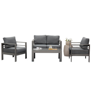 Modular Sectional Sofa Furniture Grey Aluminum Outdoor Patio Sofa Couch Set With End Side Table 4