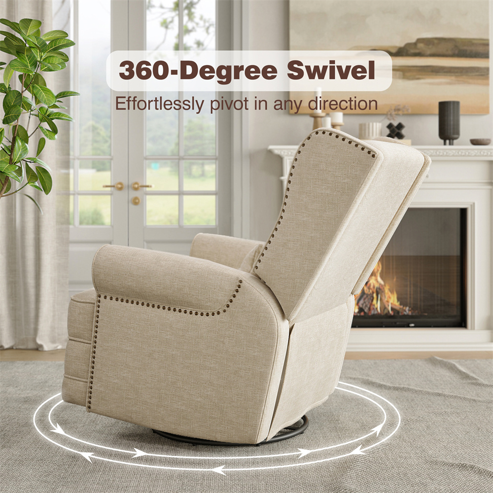 Adjustable Comfy Beige Modern Best Recliner Chair Swivel Chaise Lounge Chair For Bedroom Indoor Living Room