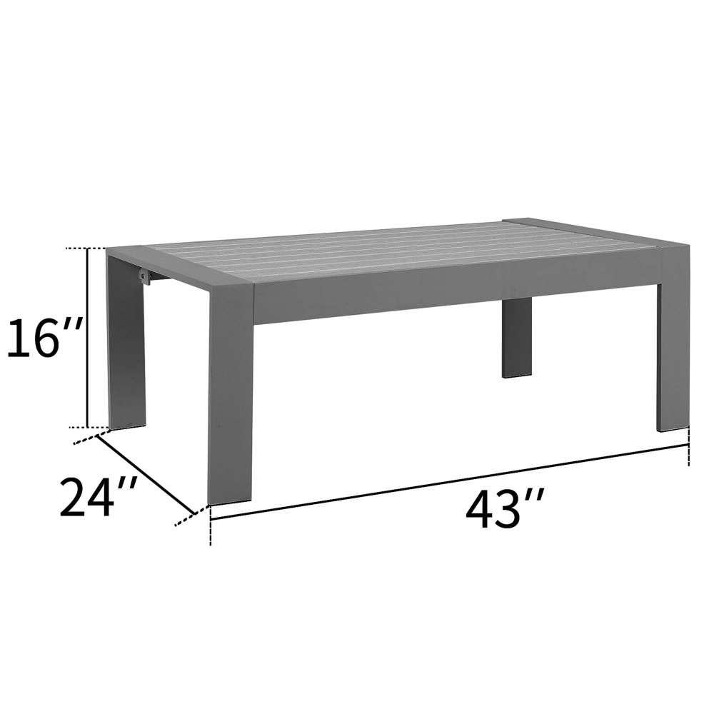 Wholesale Aluminum Small Modern Grey Side Table Pool Patio Coffee Table Furniture For Garden Outdoor