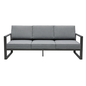 Patio Dark Grey Triple Metal Aluminum Cozy Sofa 3 Seater Couch Chair Furniture Garden Outdoor