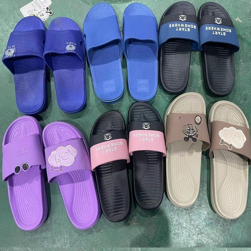 Bulk second hand slippers in bales thrift factory stock fashionable sandals wholesales used rubber shoes