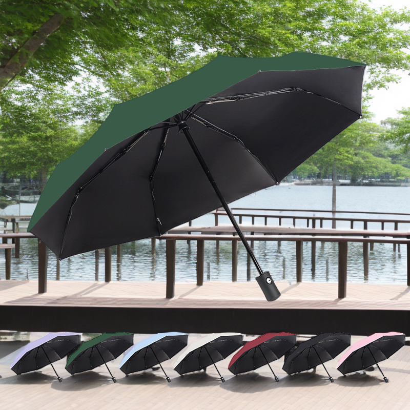 Custom Logo Windproof Travel Umbrella Auto Open Close Lightweight Compact Portable Backpack Folding Umbrella for Women