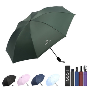 Custom Promotional Gift Sunscreen Windproof Rain Sun Dual Semi Automatic Control Folding Bike Car UV Umbrella with Logo