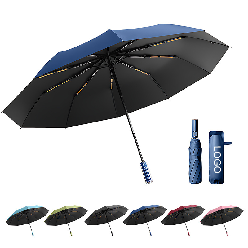 Wholesale Promotional Custom 3 Folding UV Automatic Umbrella Windproof Sun Rain Foldable Umbrella with Logo Prints