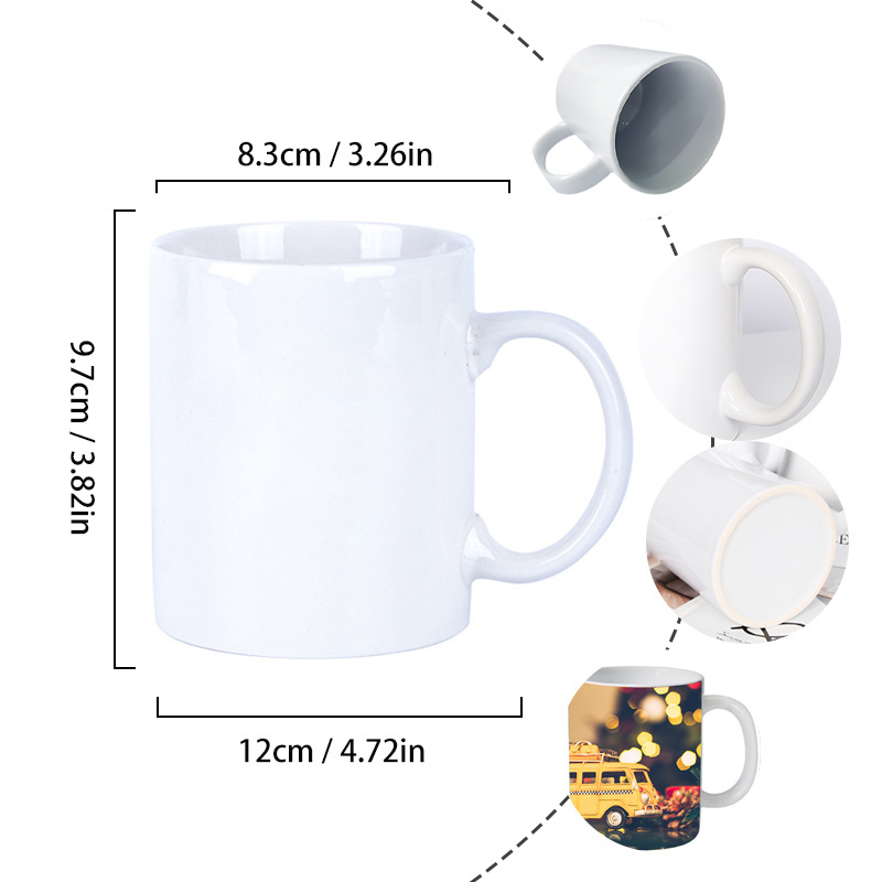 Wholesale Custom Logo Mugs Factory Price 11 Oz Porcelain Plain White Blank Sublimation Ceramic Tea Coffee Cup Mugs with Handle