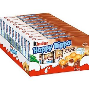 Kinder Happy Hippo COCOA CREAM Biscuits 5 count boxes (PACK OF 10)