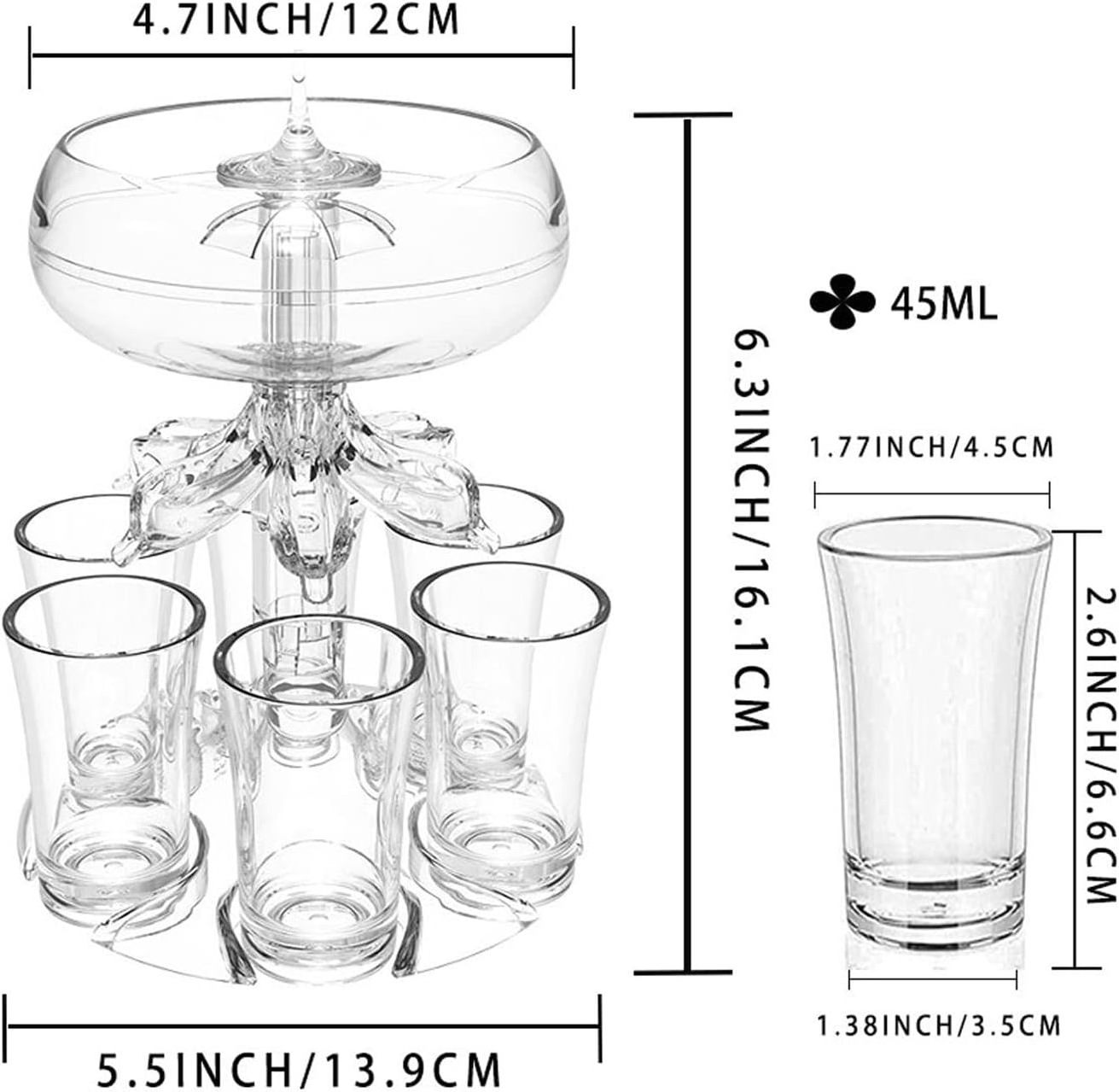 Factory Hot Sale Custom Setting Liquid Wine Liquor Drinking Fountains Bar Restaurants Home  6 Shot Drink Dispenser