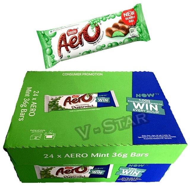 FULL BOX OF NEW NESTLE AERO PEPPERMINT MINT CHOCOLATE BAR 24 x 36 g ORIGINAL