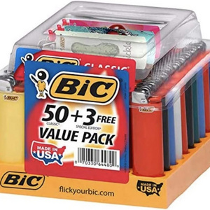 BIC 50 Plus 3 Bonus Fashion BIC Maxi J26 Mini Lighters BIC J25 Assorted Colors