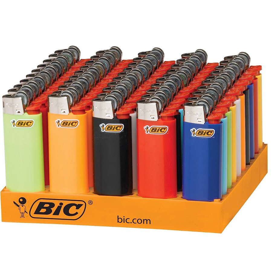 BIC Gas Lighters J25 J26 Tray of 50 Lot Classic Disposable France Lighter BIC J6 Wholesale