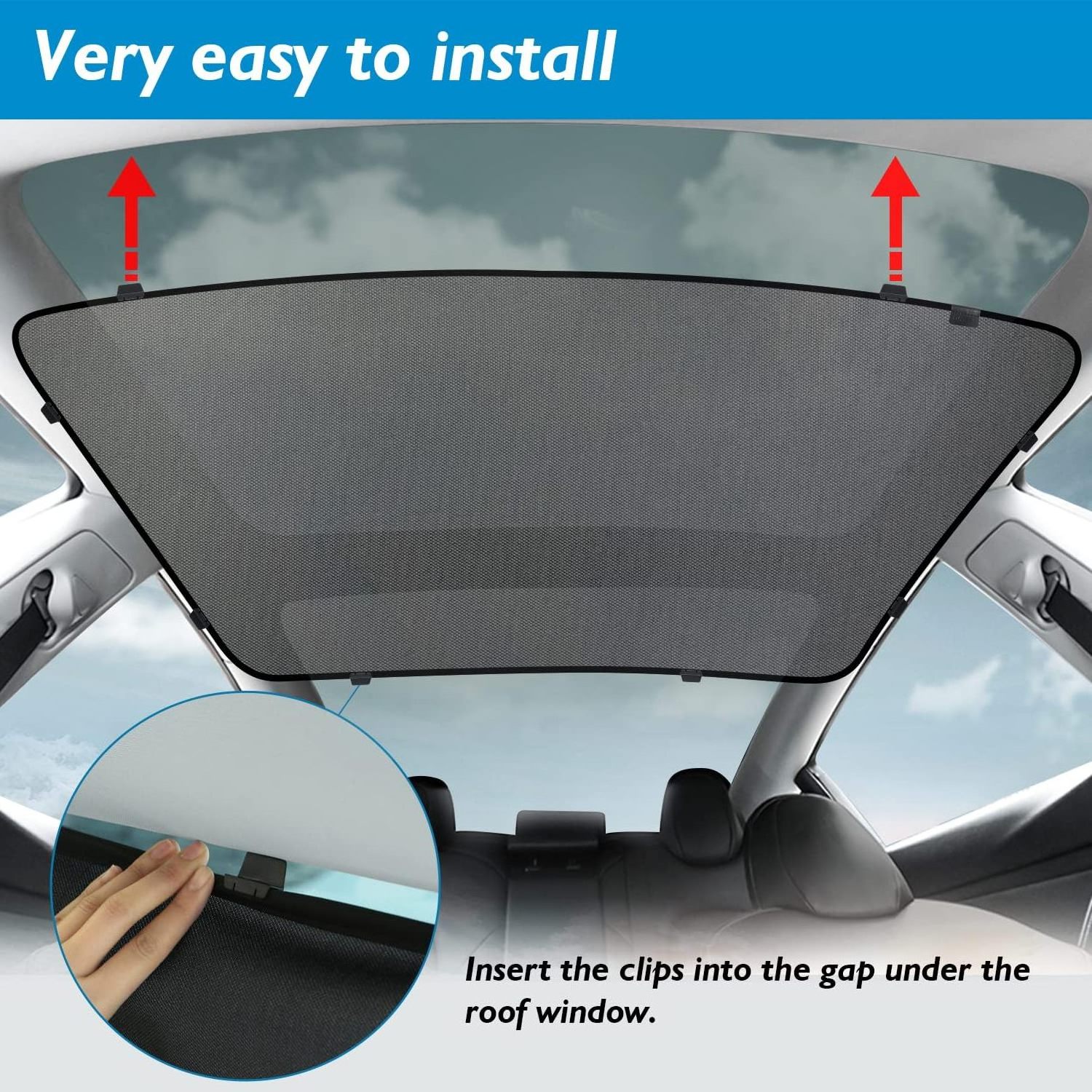 Tesla Model Y Sunshade Glass Roof Sun Shades with with Triangle Window Sunshades Model Y White Sunshade Roof