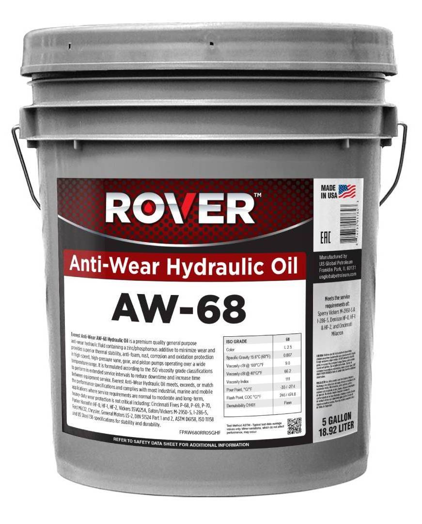 ROVER ANTI WEAR HYDRAULIC OIL AW-68  5 Gal