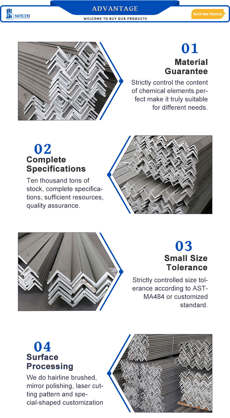 Hot Rolled ASTM 201 202 304 316 410 430 2B BA Equal 12# 20# Structural Stainless Steel Angle Bar