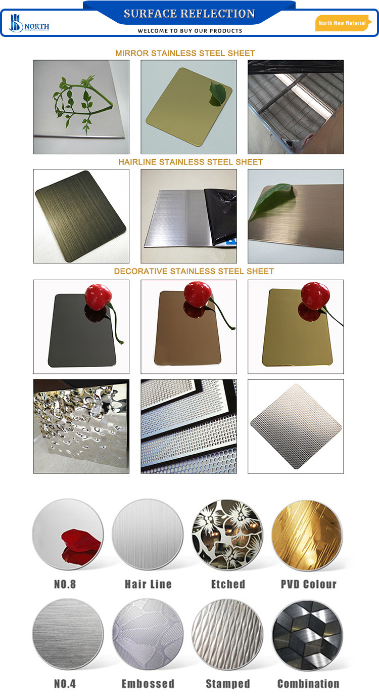 SS 201 202 8K BA 2B Colored Stainless Steel Sheet 304 316 Mirror Rose Gold Steel Plate 430 410 Golden Stainless Steel Sheet