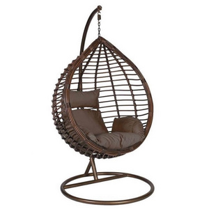 Hot Factory Supply For Selling Rattan Hanging Egg Swing Chair with Metal Stand