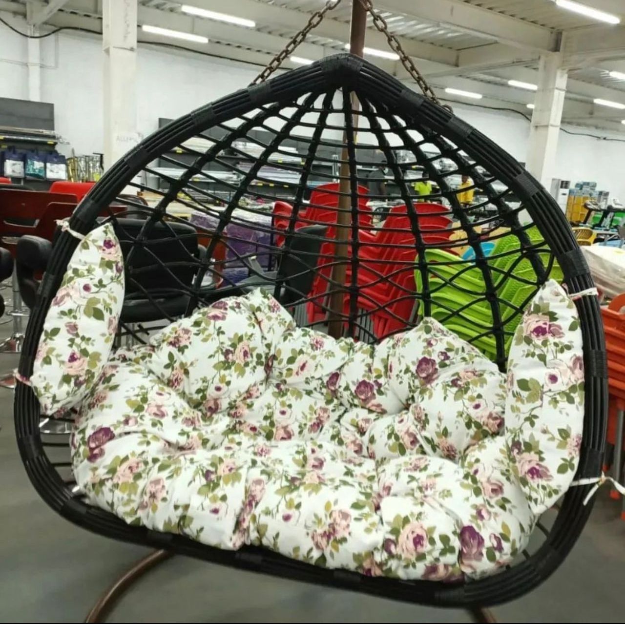 Hot Factory Supply For Selling Rattan Hanging Egg Swing Chair with Metal Stand