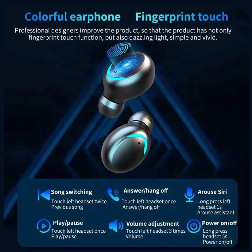 F9 Tws Earphones Blue tooth 5.1 Wireless Headphones Hifi Stereo Sports Waterproof Earbuds Headset With Mic Handfre Gaming Earbud