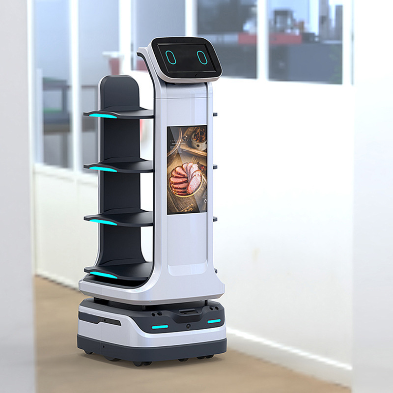 2024 AI Voice Interactive Self Driving Delivery Cake Coffee Restaurant Assistant Waiter Food Delivery Robot For Hotel Hospital